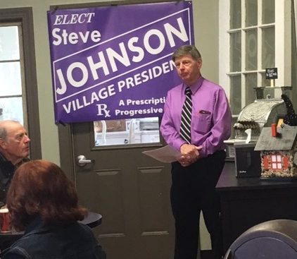 SUBMITTED PHOTO - The Journal. Machesney Park trustee Steve Johnson speaks during a press conference held to announce his candidacy for Mayor. 