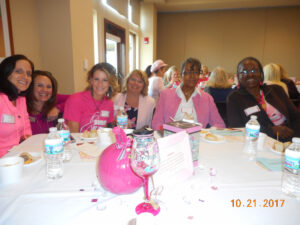JEAN SEEGERS, PHOTO - The Herald. Members of the Stateline Chamber “Women at Work” group attended “Pink Out” at NorthPointe Health and Wellness Center, Thursday, Oct. 20. In honor of Breast Cancer Awareness Month, nearly all the women wore pink shirts. From left - Kat Cook, (Balsley Printing); Billie Balsley, (Balsley Printing); Brooke Anderson, (K. Paige Boutique), Johanna Held, (Stillman Bank); Maxine Cain, (H.C. Anderson Roofing), and Paula Anderson, (H.C. Anderson Roofing). 