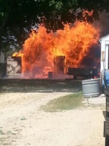 Garage consumed by fire