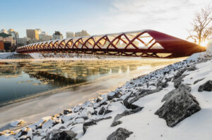 Red Peace bridge over the Bow River, Calgary
