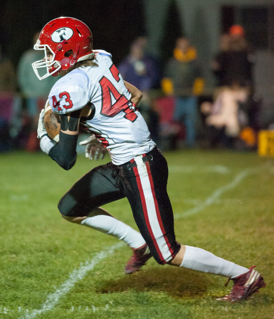 3057: Forreston's Lane Henneman returns an interception during the first quarter of their game against Eastland-Pearl City in Lanark Friday, Oct. 14, 2016. Forreston beat the undefeated Wildcatz 21-7 to take first place in the NUIC.