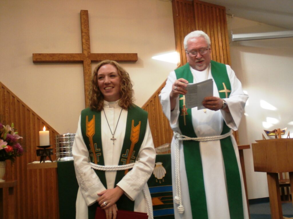MARIANNE MUELLER, PHOTO - The Herald. Megan Vaughan was installed as Senior Pastor of Cross and Crown Lutheran Church on Sunday, Oct. 16. She was welcomed by members of the congregation with a reception. 