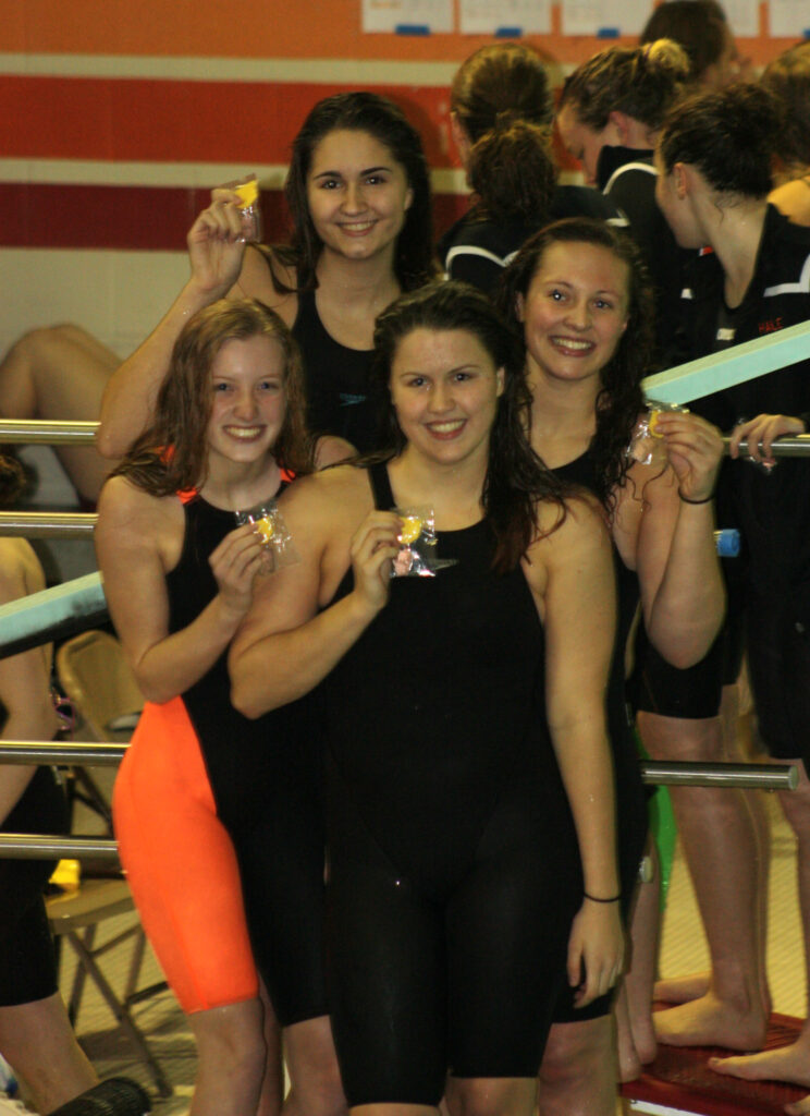 SUBMITTED PHOTO - The Journal. From left – Hononegah swimmers: Megan Leppert, Julia Carabelli, Emily McCabe and Madeline Massetti. 