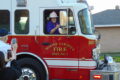 Rosie was accompanied to the Boone 2 fire engine, carefully placed into its passenger seat, and escorted home.