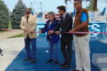 ANNE EICKSTADT PHOTO Belvidere Republican
	Members of OSF HealthCare, Belvidere Park District, and the City of Belvidere cooperate in the ribbon cutting officially opening the new Fitness Court.