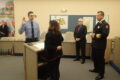 COURTESY PHOTO Belvidere Republican
	Firefighter/paramedic Joe Erber takes his oath to serve the Belvidere community at City Hall.
