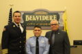 ANNE EICKSTADT PHOTO Belvidere Republican
	Chief Al Hyser and Mayor Mike Chamberlain join firefighter Adrian Trujillo, as Trujillo takes his Oath of Office to protect the community on Friday, Jan. 11.