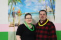 ANNE EICKSTADT PHOTO Belvidere Republican
	Kristen and Pastor David Smith of B1 Assembly of God pose by the photo backdrop at the B1 Food Pantry bowling fundraiser.