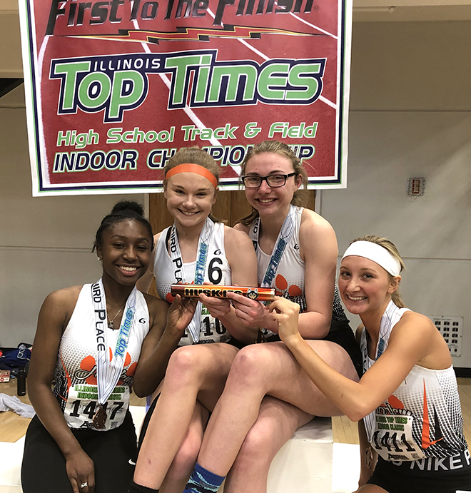 Lady Huskies Set School Record in 4-by-400 at Indoor State Meet