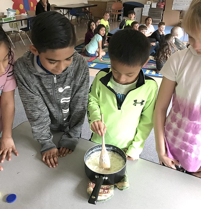 Oregon Elementary Third Grade Class Making Cottage Cheese