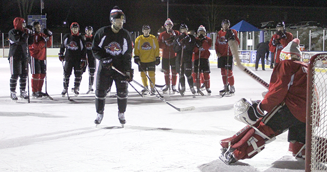 Rockford IceHogs Outdoor Practice at Riverside Ice Arena