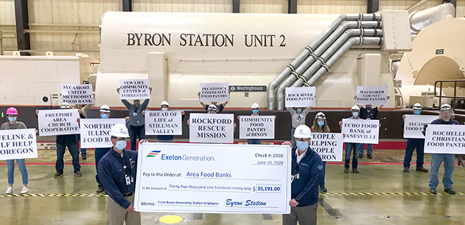 Megawatts to mega meals: Byron nuclear employees donate more than $35,000 to local food pantries