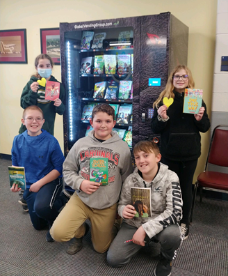 Book vending machine a hit at Monroe Center Grade School