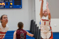 PHOTO COURTESY OF MICHAEL WOOLERY/WINNEBAGO LADY INDIANS BASKETBALL FACEBOOK The Gazette
	Avery Brûlé shoots a three-pointer over Dakota at their Jan. 6 game. The Lady Indians won 60-27.