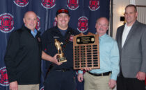 SHERYL DROST PHOTO THE Journal
	The Harlem-Roscoe Firefighter Choice Award went to Firefighter Lucas Burbach during the annual awards banquet last week.