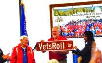 COURTESY PHOTO The Journal
	Mark Finnegan received an honorary sign marking the renaming of part of Henry Ave. in Beloit becoming Vets Roll Dr.