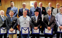 SUBMITTED PHOTO Tempo
	The Byron Lodge #274 officers for 2025. Front row, from left: Ronald Beem, Secretary; Richard Hoovler, Tyler; Michael Thomas, Senior Warden; Gerald Zeibert, Master; Christopher Judah, Junior Warden; and Daniel Voss, Chaplain. Back row: Eric Naumann, Senior Deacon; Bub Knees; David Mayer, Junior Deacon; Daniel Yandel, Installing Master; Orville Shoemaker, Installing Secretary; and William Farris. Not pictured are: Thomas Felker, Treasurer; Brad Richolson, Senior Steward; Gene Yocum, Junior Steward; and Edgar Dye, Marshal.