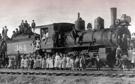 SUBMITTED PHOTO Belvidere Republican
   Orphaned children pose with their train as it travels through rural Michigan.