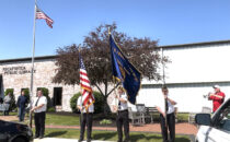 SUBMITTED PHOTO The Gazette
	Members of the Pecatonica American Legion Post #197 posting the colors to start the open house on May 24. Glenn Smith played trumpet.