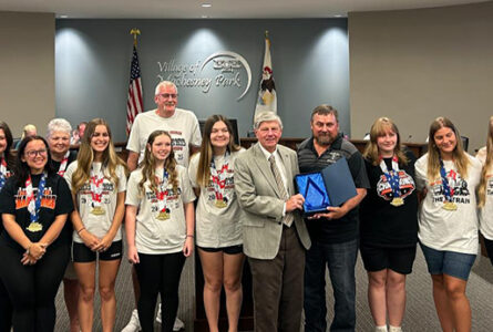 VILLLAGE OF MACHESNEY PARK PHOTO The Journal
	Harlem High School’s Girls Bowling Team is pictured July 21 as members were recognized for winning a 7th National Championship!